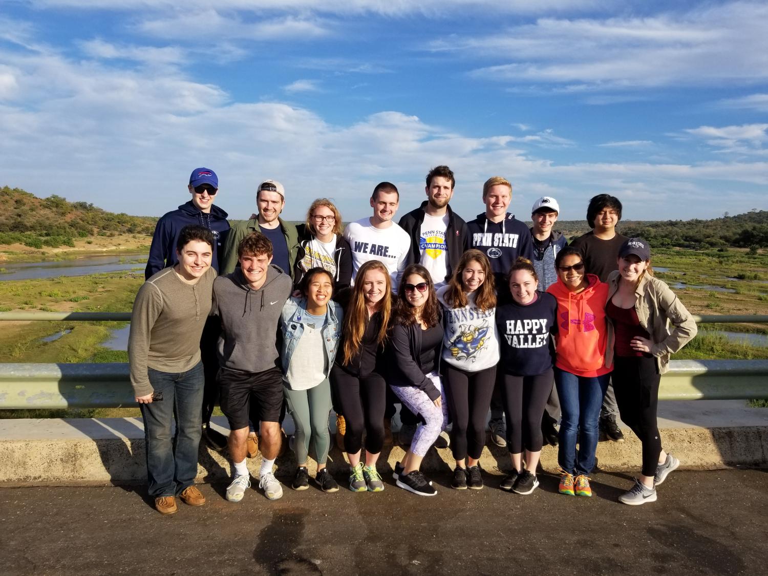 Penn State students pose for a photo outside