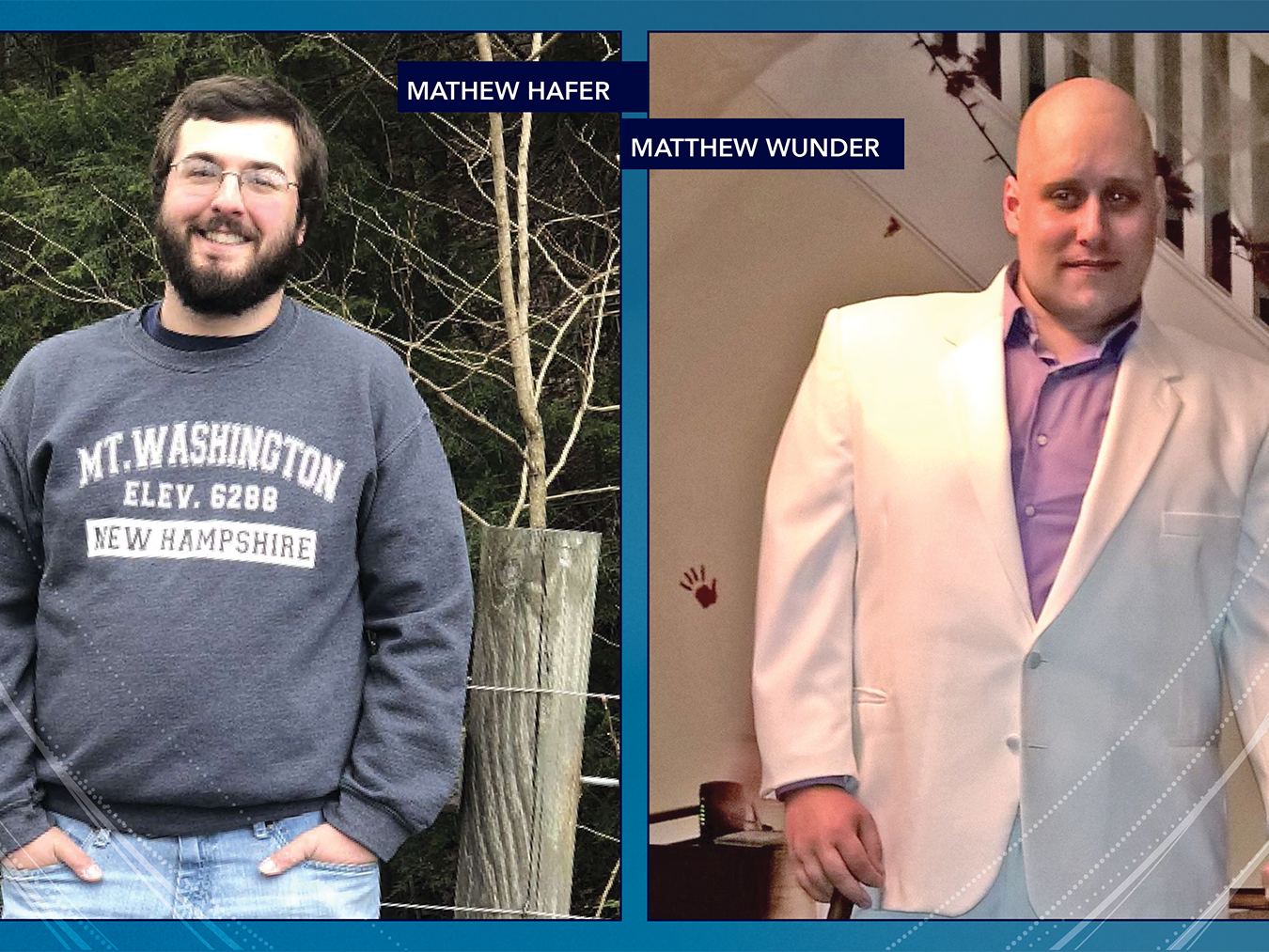 A graphic of the award winners side-by-side: Mathew Hafer (left) and Matthew Wunder (right).