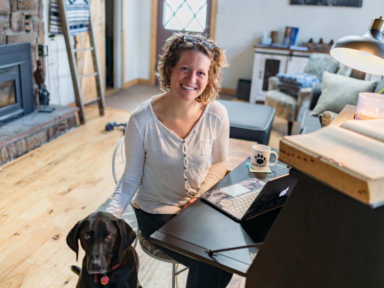 Teacher with her dog