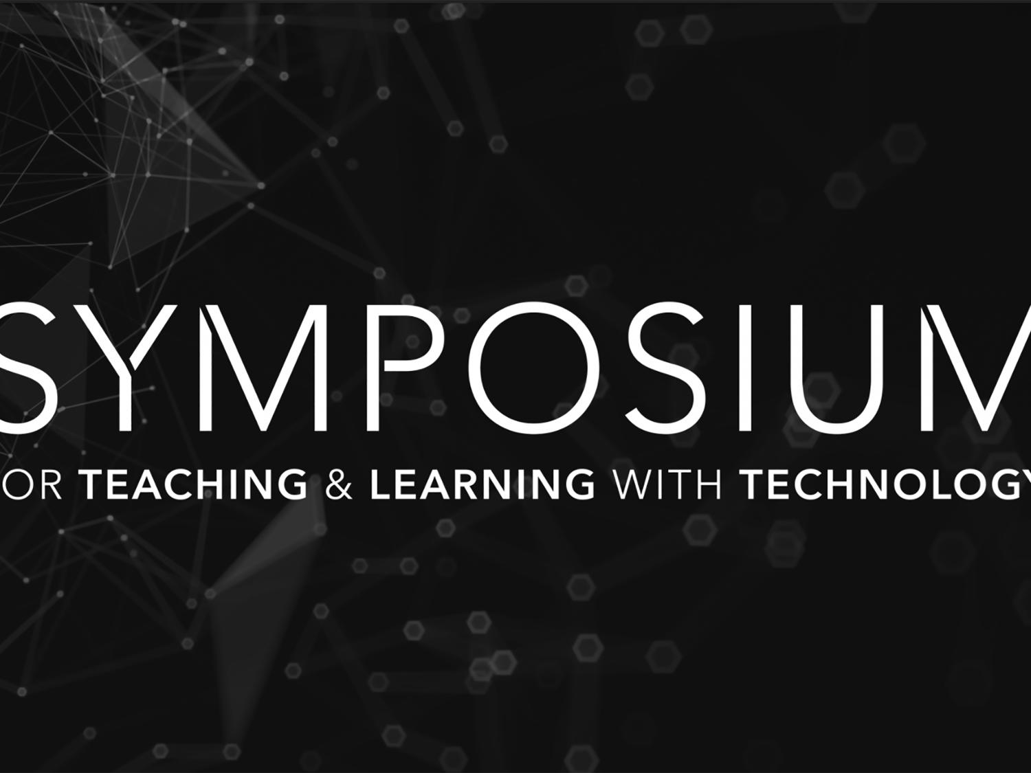 Symposium for teaching and learning with technology logo in white text on a black background