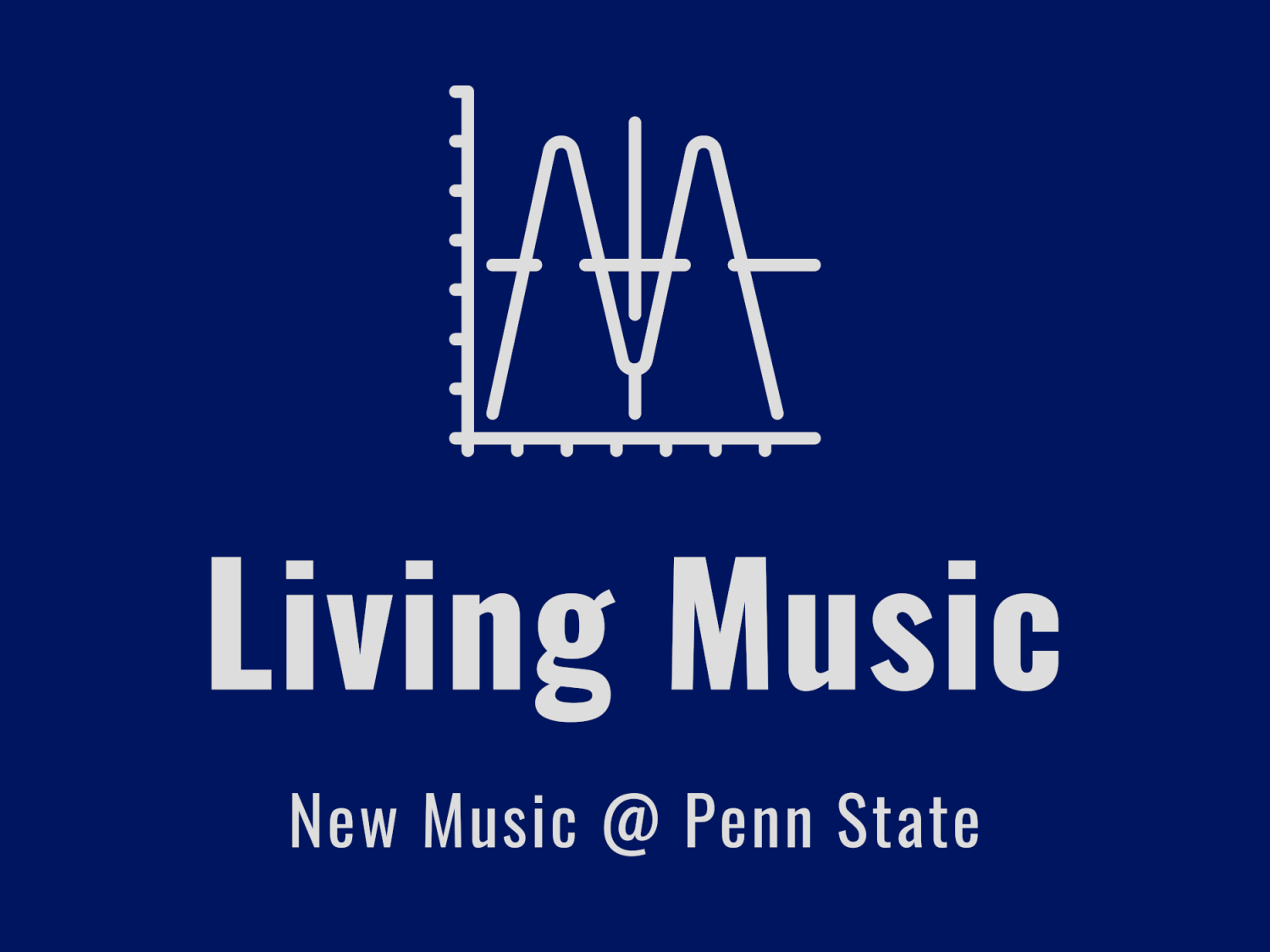 Blue background with Living Music in white text