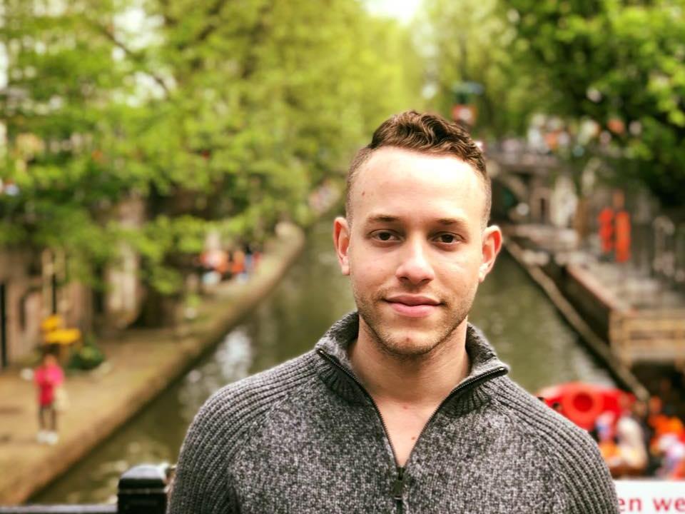 Ray Hernandez stands outdoors in Utrecht, the Netherlands 