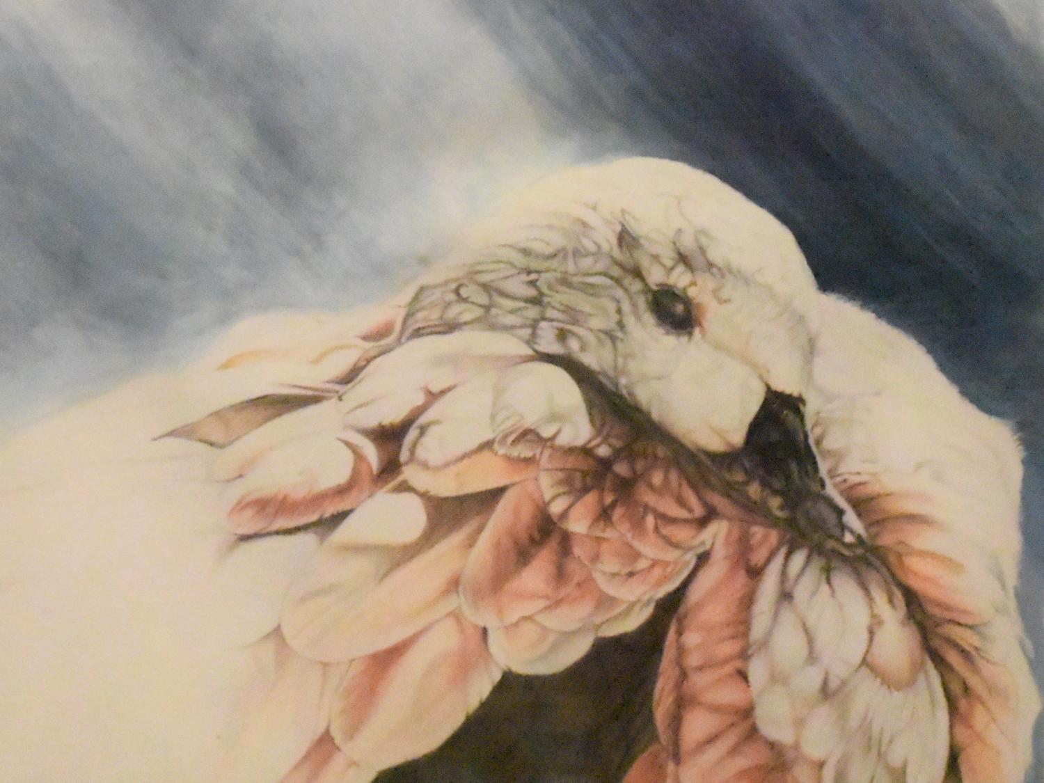 A painting of a duck, submitted to the Penn State Behrend art show.