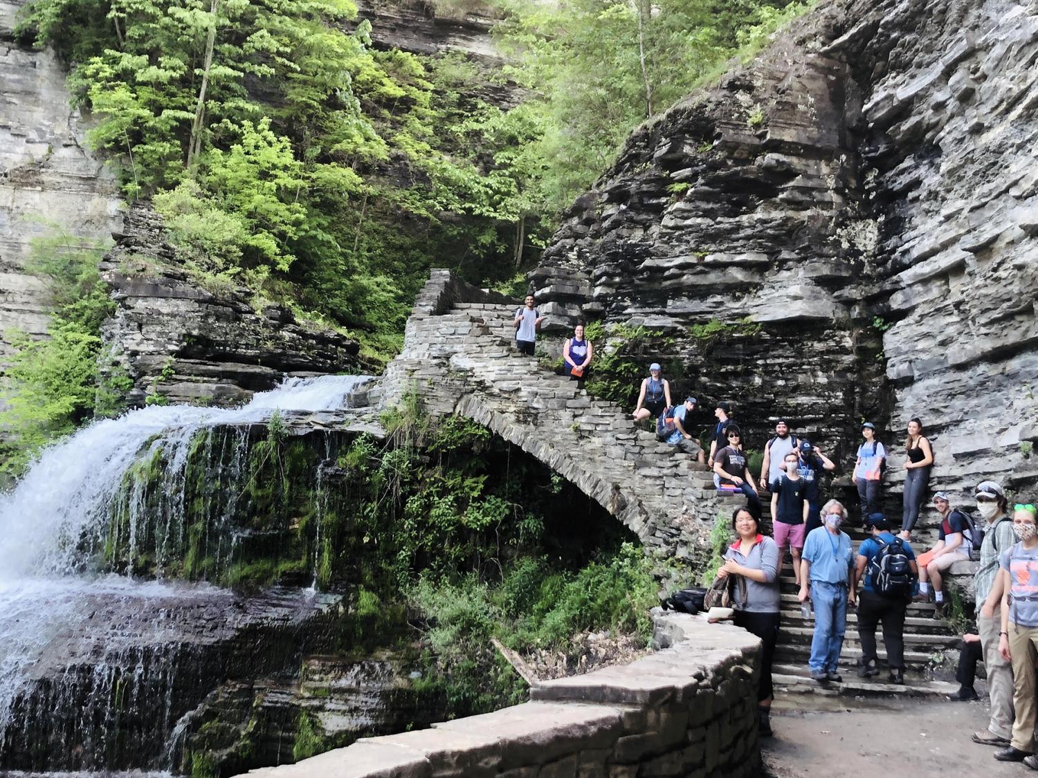 During a recent field camp experience, students hike in beautiful Buttermilk Falls State Park, New York, to investigate sedimentary structures and the impact of jointing on bedrock river incision. 