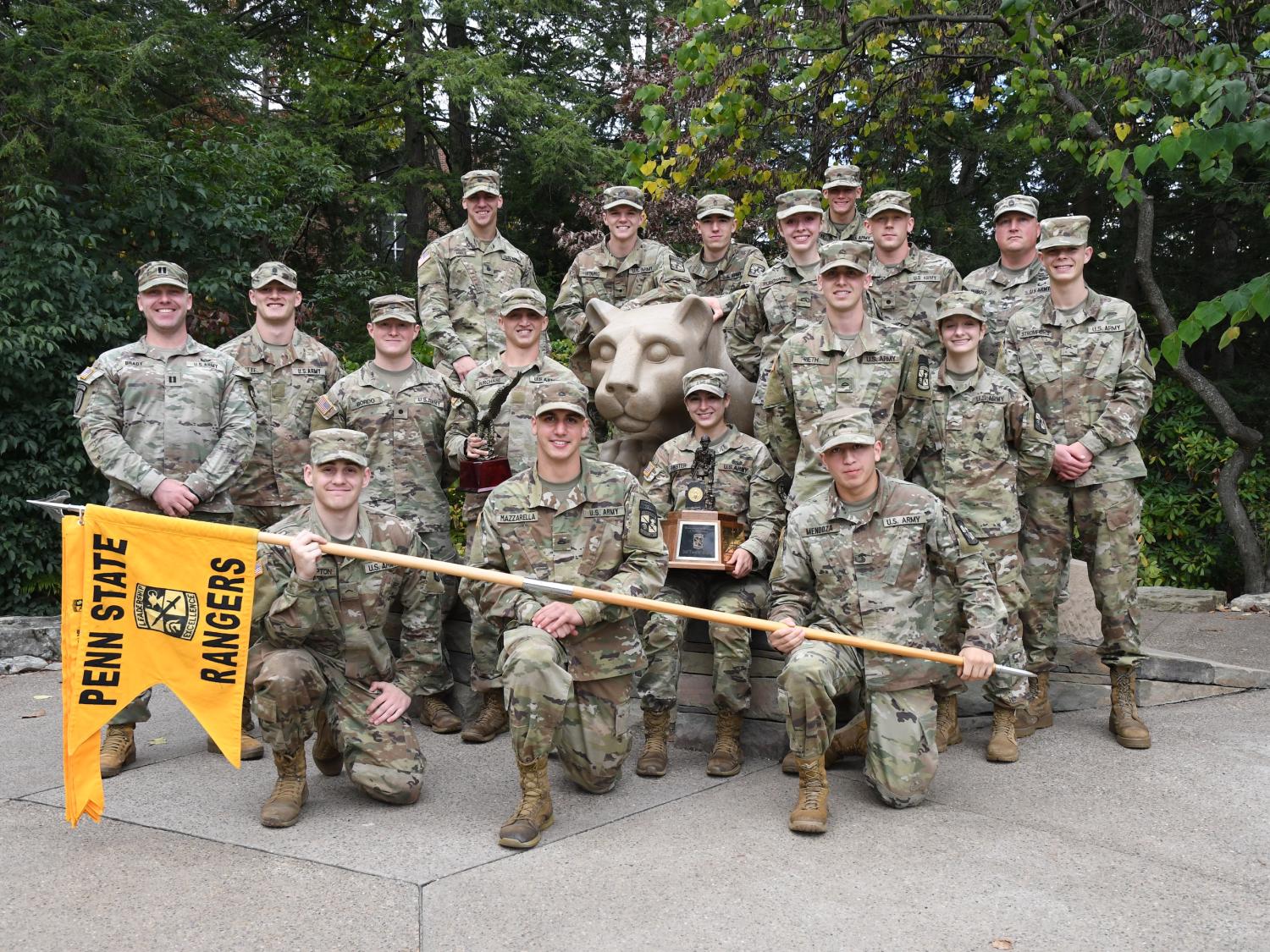 Ranger Challenge team posing at Lion Shrine