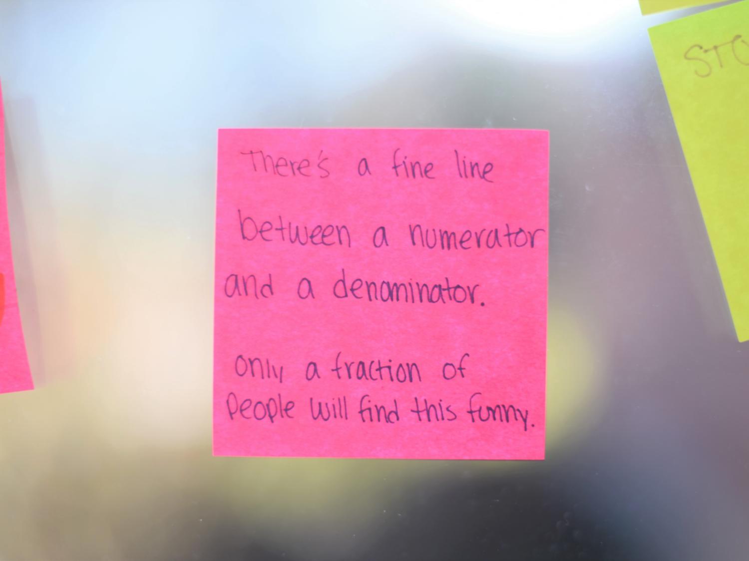 A Post-it Note in a breezeway at Penn State Behrend.