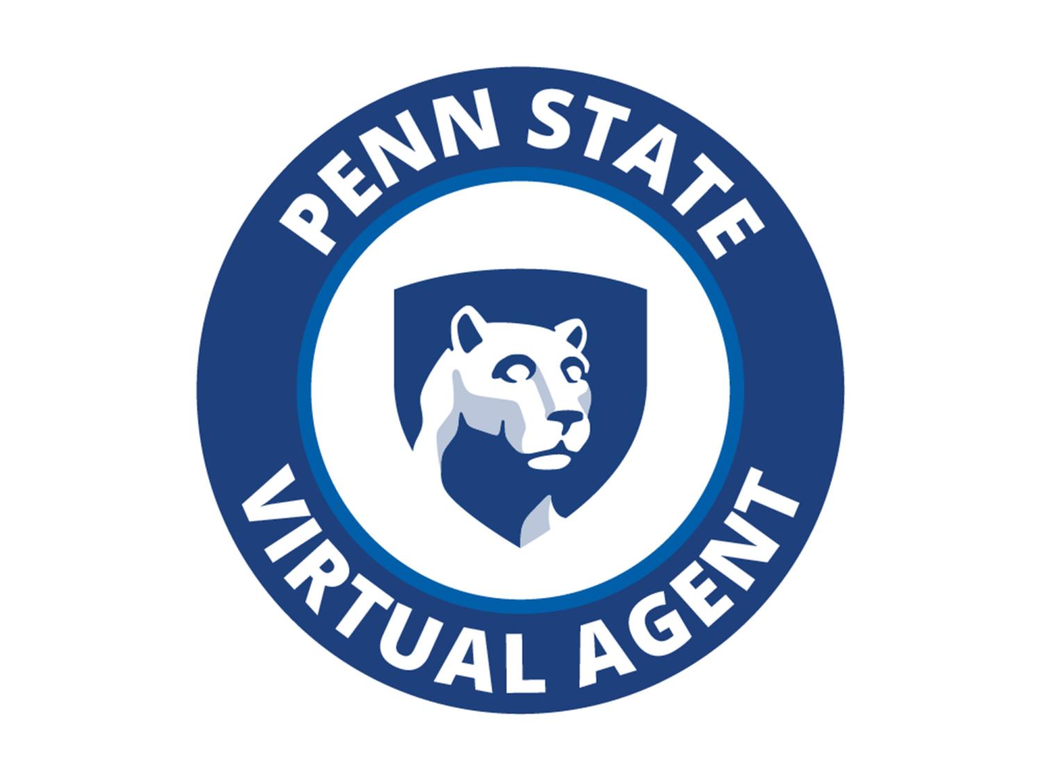 Image of IT Service Desk chat avatar. The Penn State shield mark is against a white background surrounded by a blue circle with the words Penn State Virtual Agent.