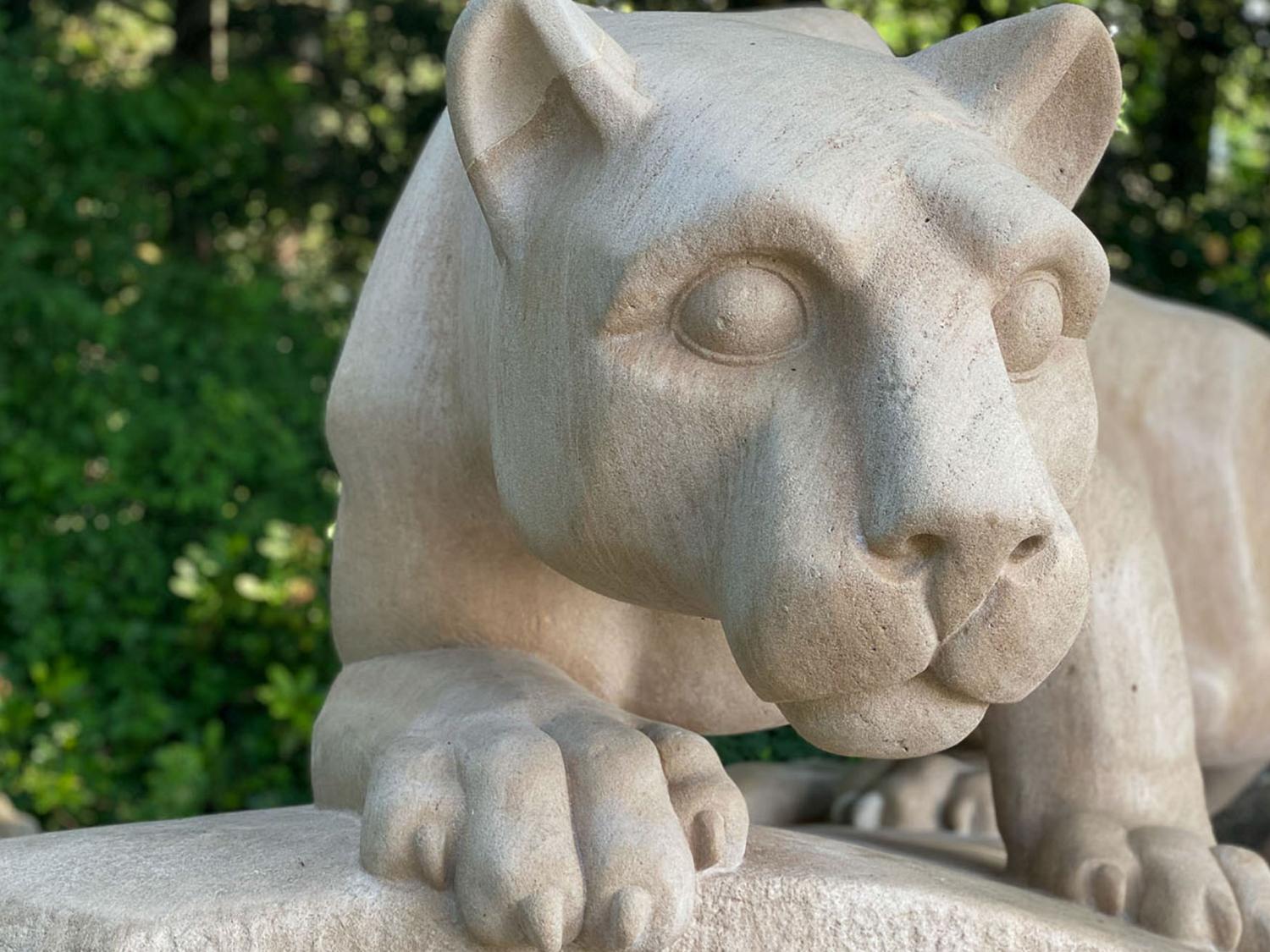 The Nittany Lion statue is seen
