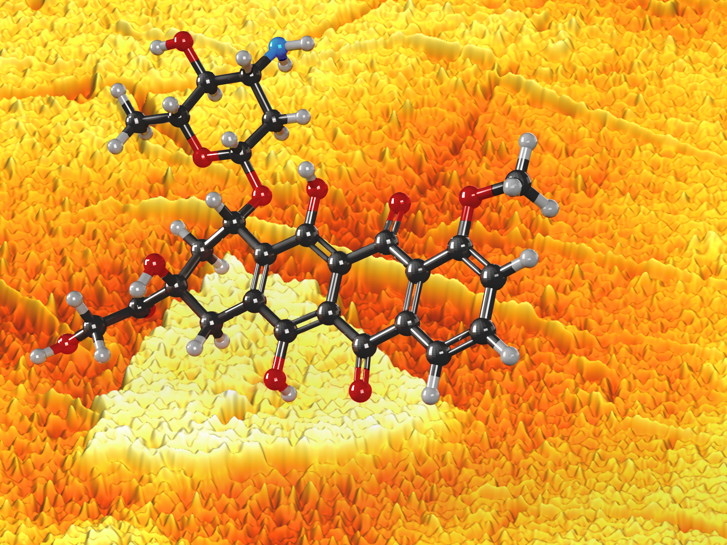 Image of doxorubicin molecule on a heterostructure biosensor
