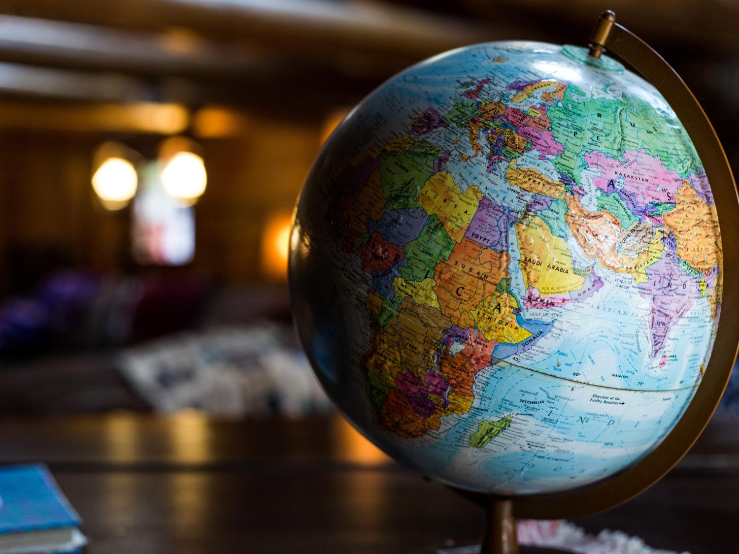 Image of a globe resting on a table