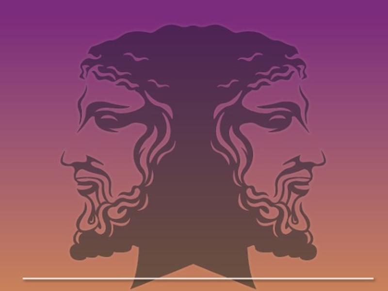 Artwork of two male faces staring away from each other