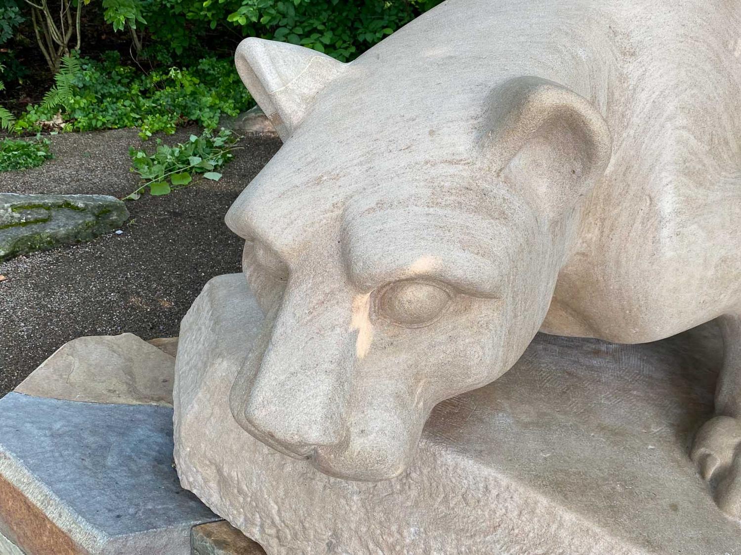 The Nittany Lion Shrine is seen from above.