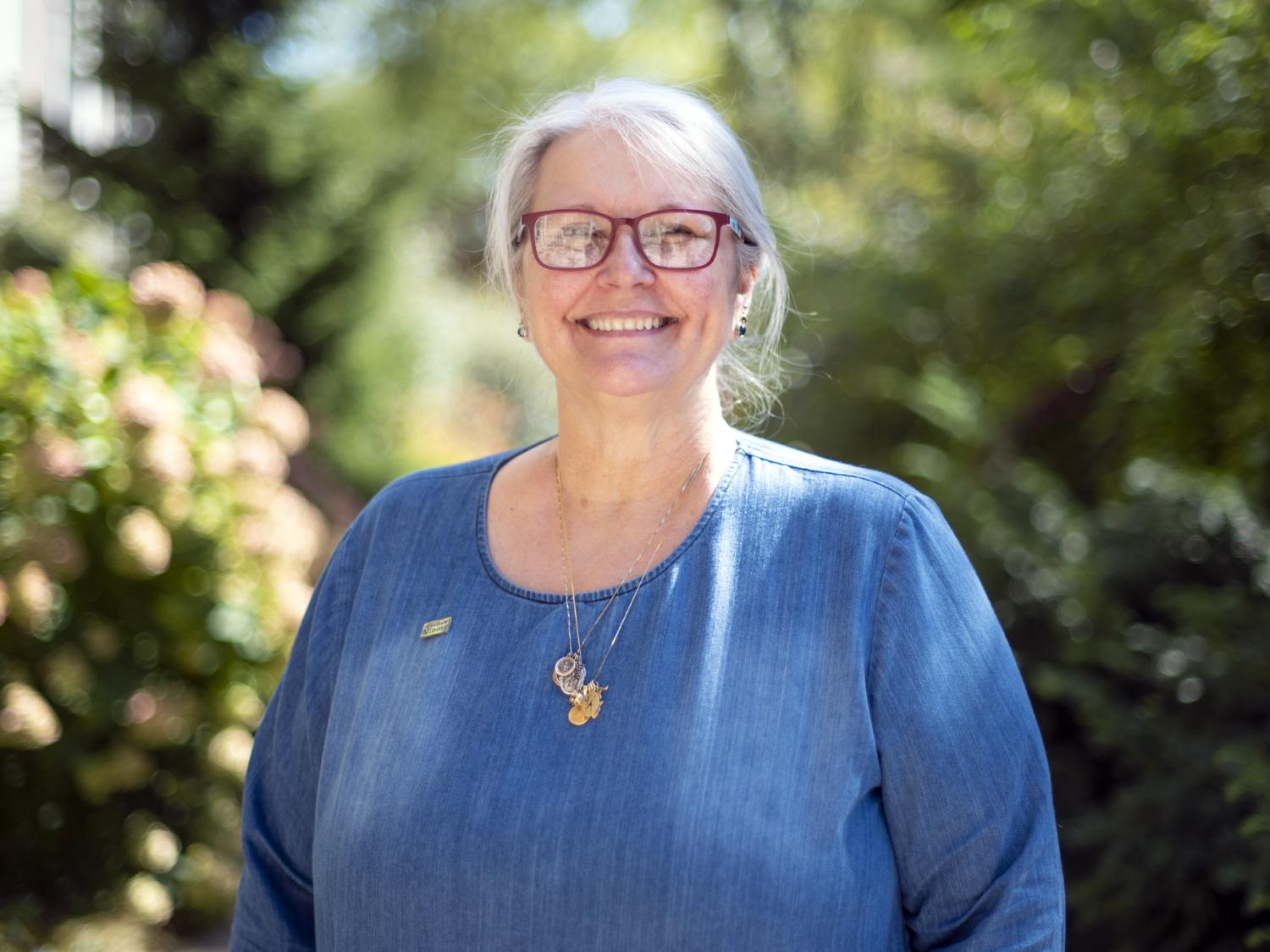Barbara Arnold smiling outside