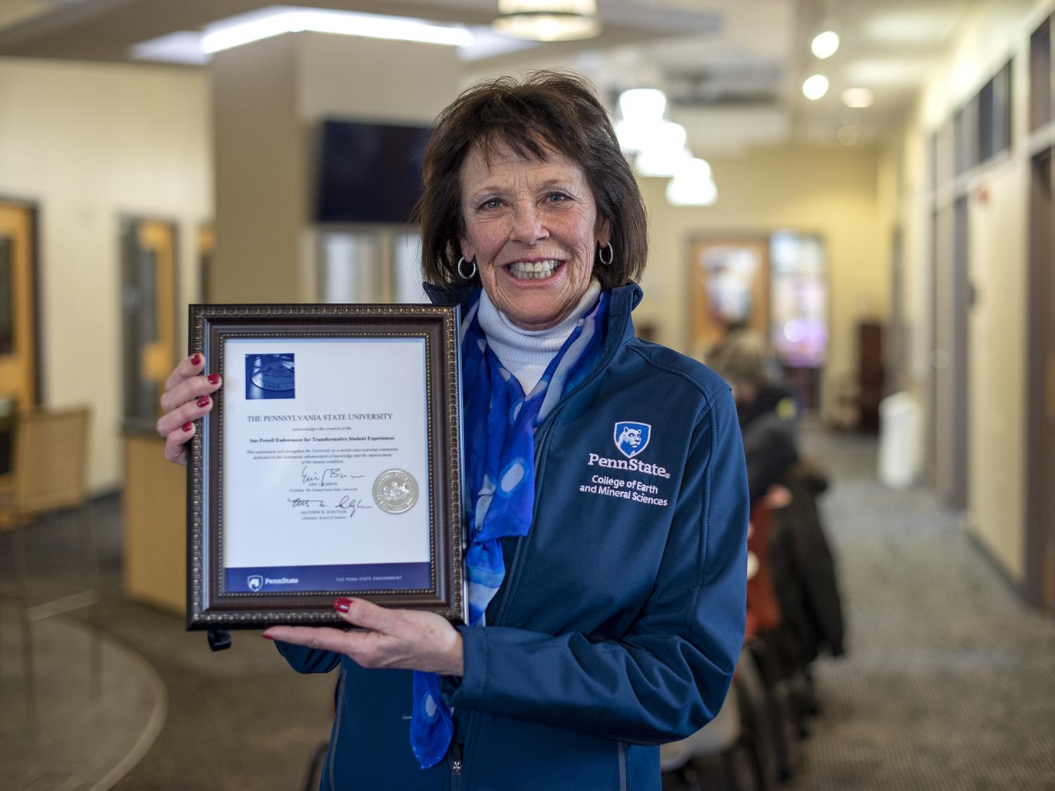 The Sue Powell Endowment for Transformative Experiences, named after the retired director of development and alumni relations for the College of Earth and Mineral Sciences, will help students within the college.