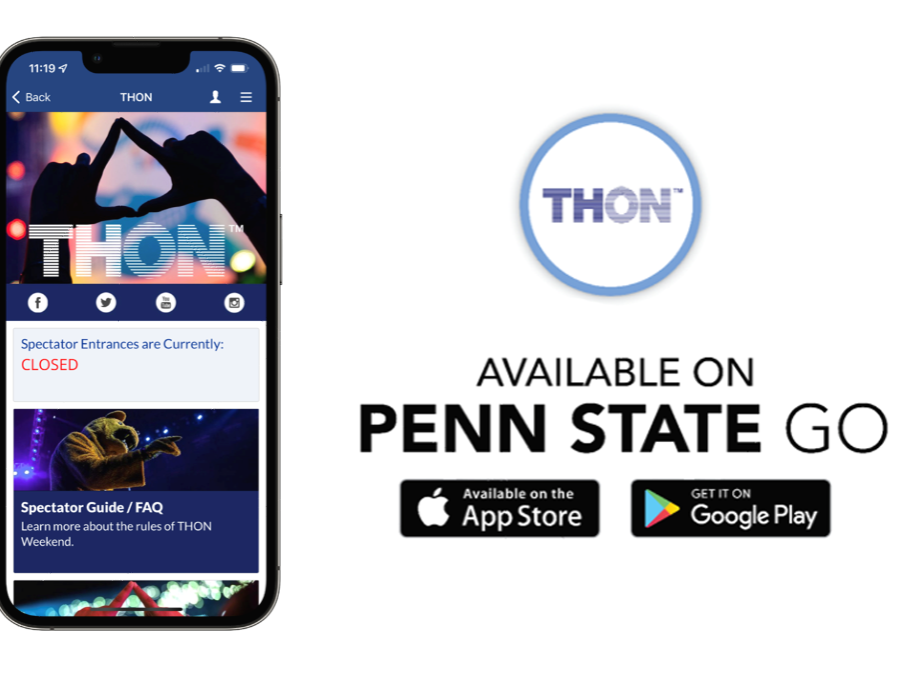 Picture of the Penn State Go App with THON event icon and features