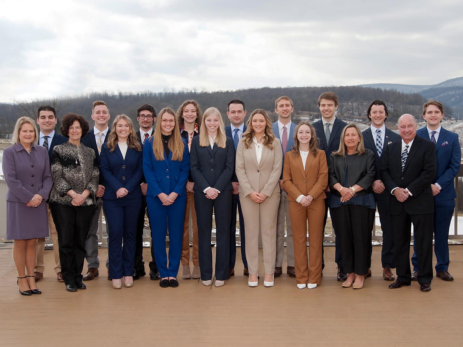 Student inductees into Altoona's Sheetz Fellows program pose for a photo 