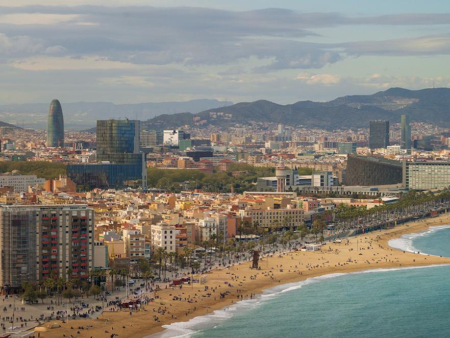 aerial shot of Barcelona