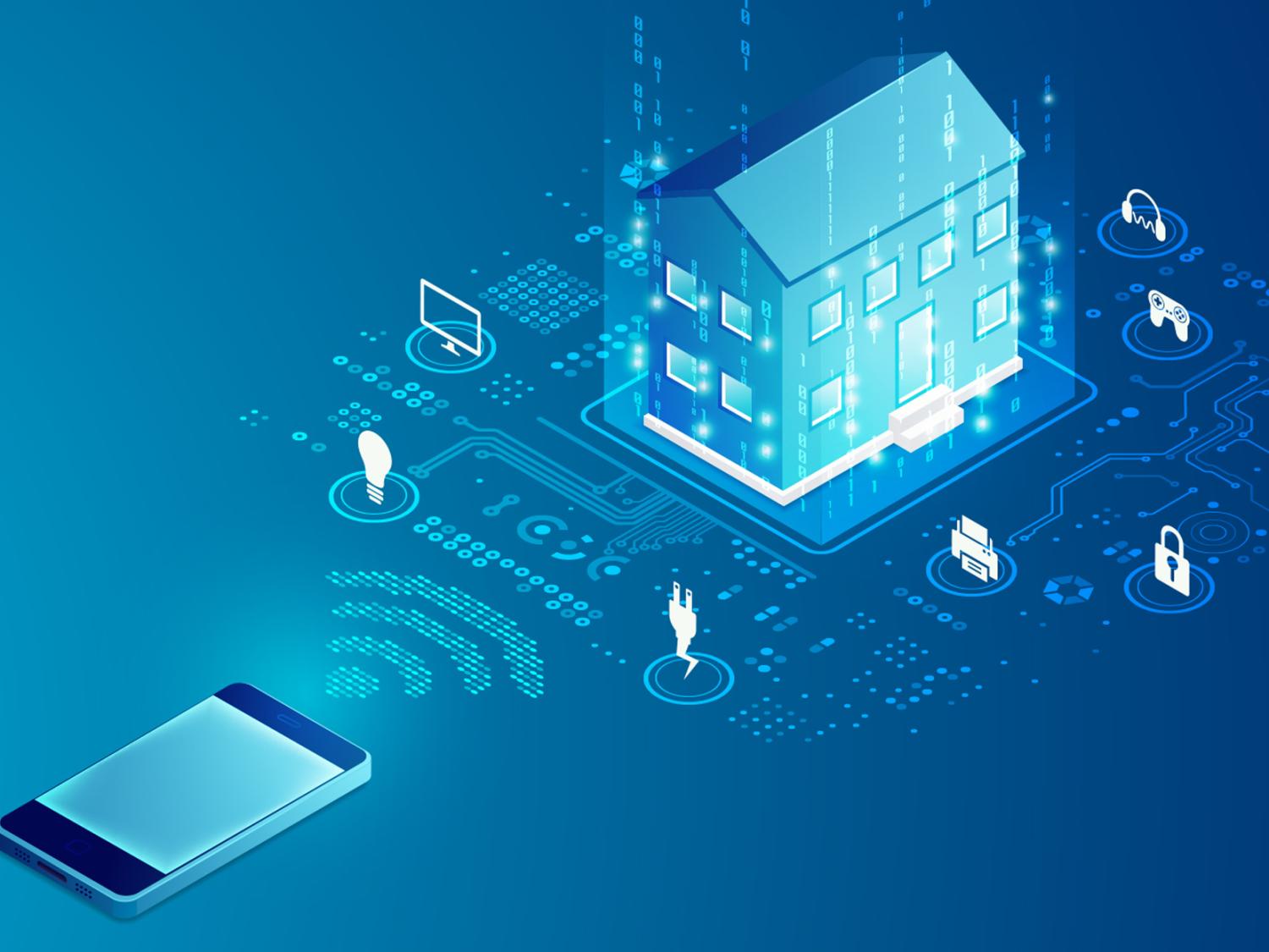 graphic of home and cell phone