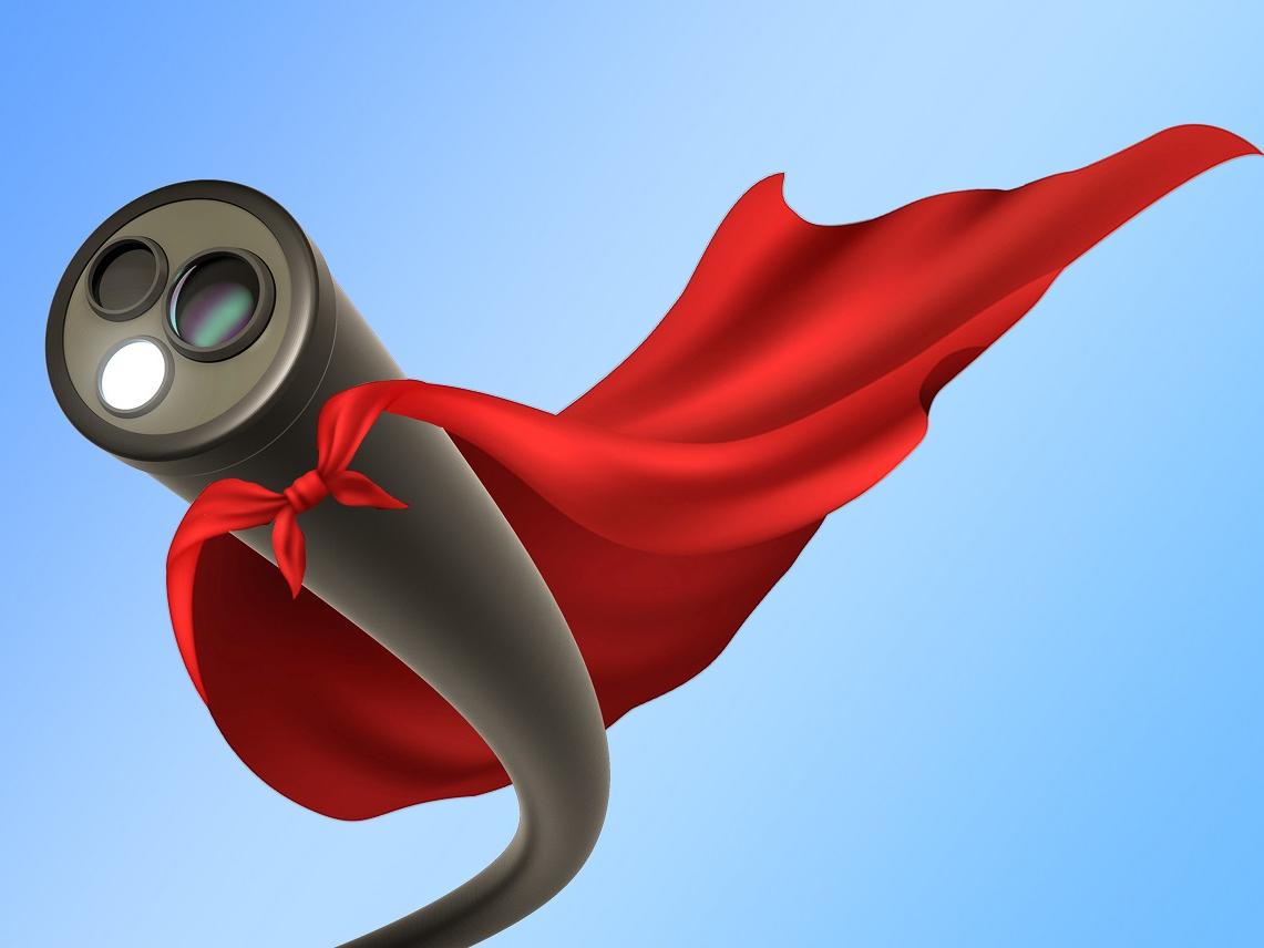 Illustration of an endoscope wearing a superhero cape.