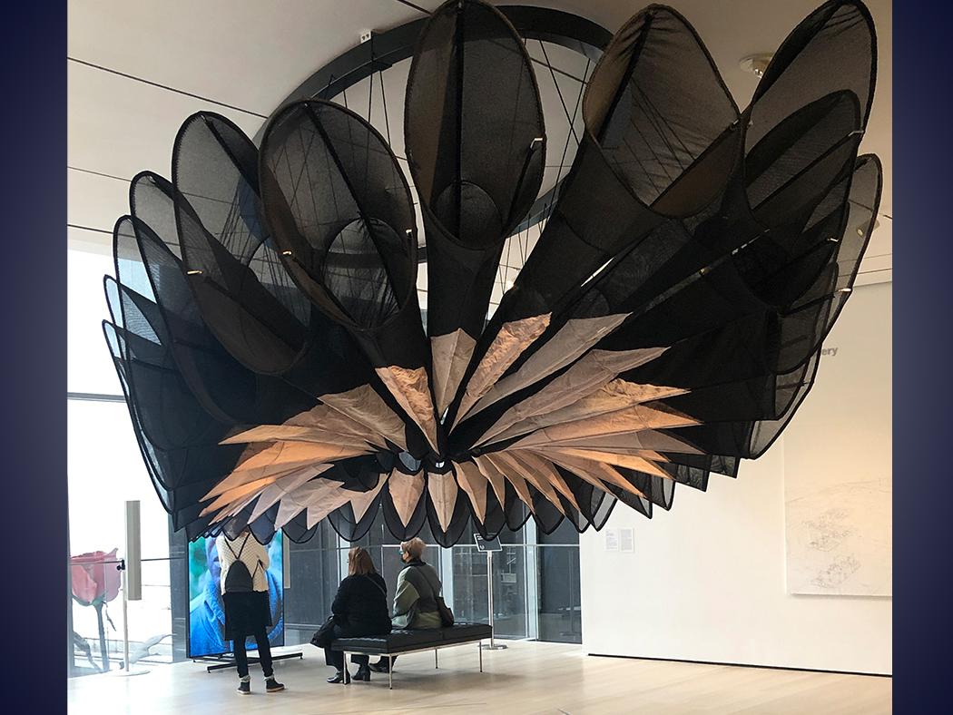 The Black Flower Antenna hanging in the Museum of Modern Art.