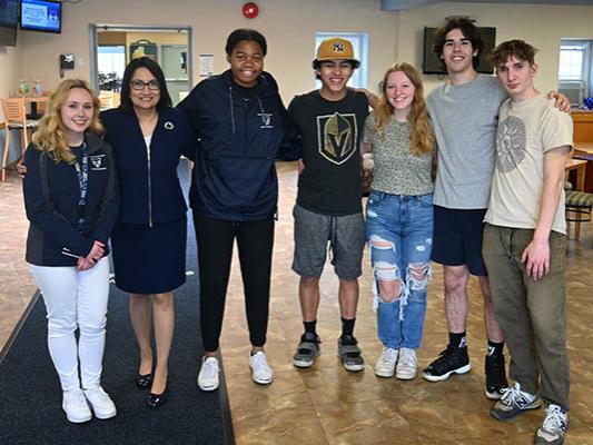 President-elect Bendapudi with students