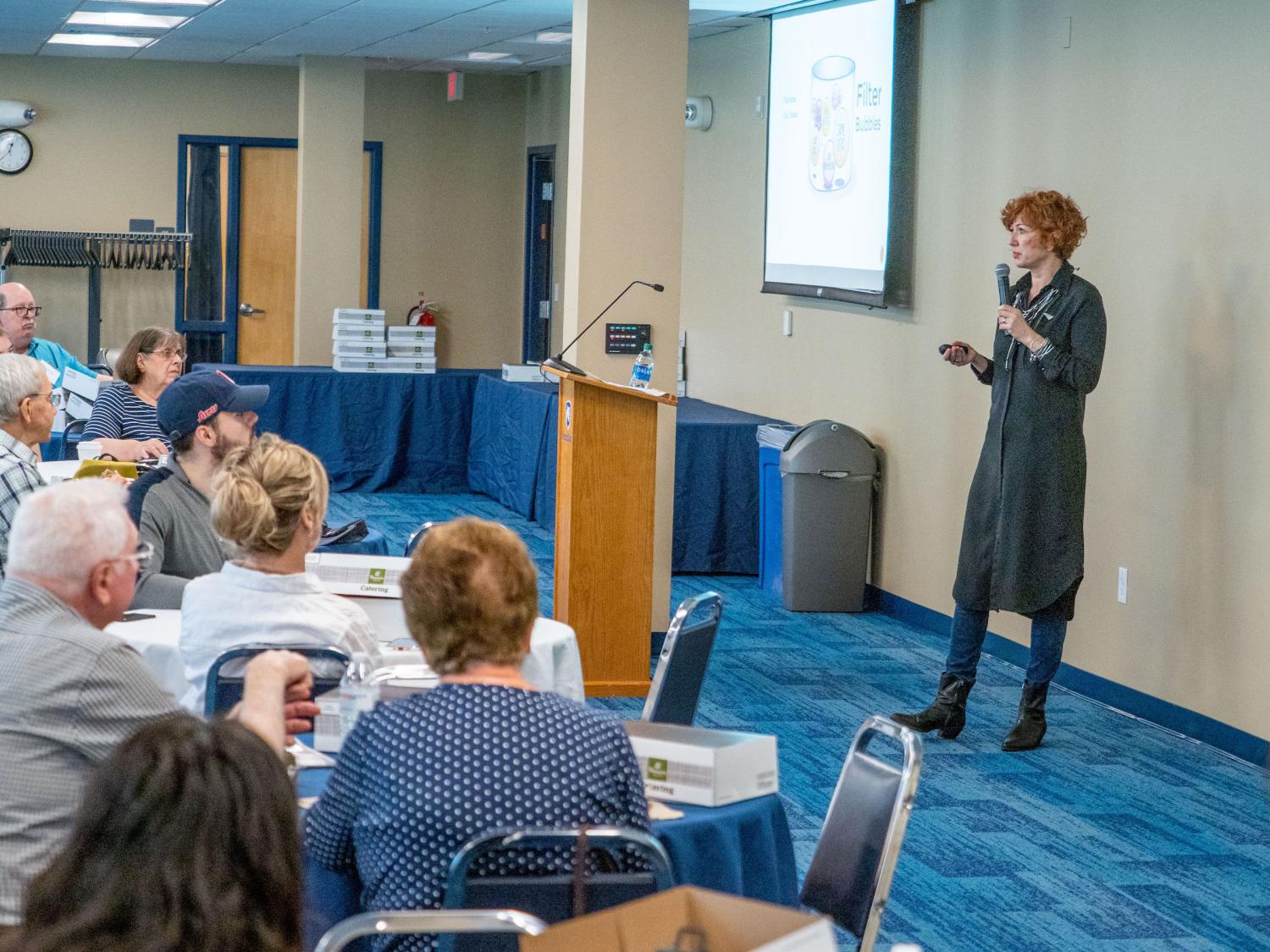 Lecturer speaks to audience 