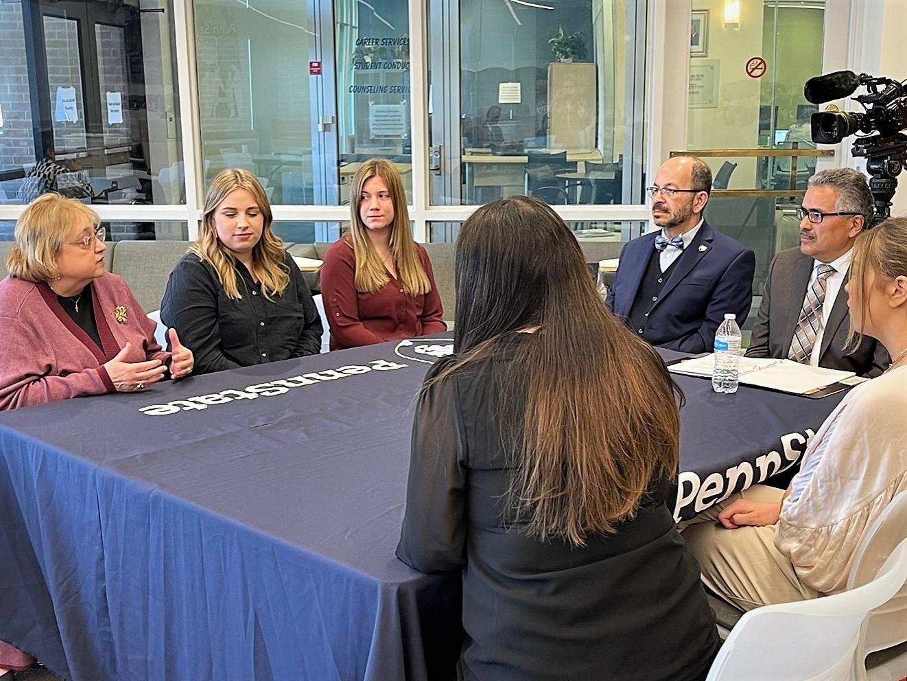 Faculty and students participate in a roundtable discussion at Penn State Scranton with Aging Secretary Robert Torres