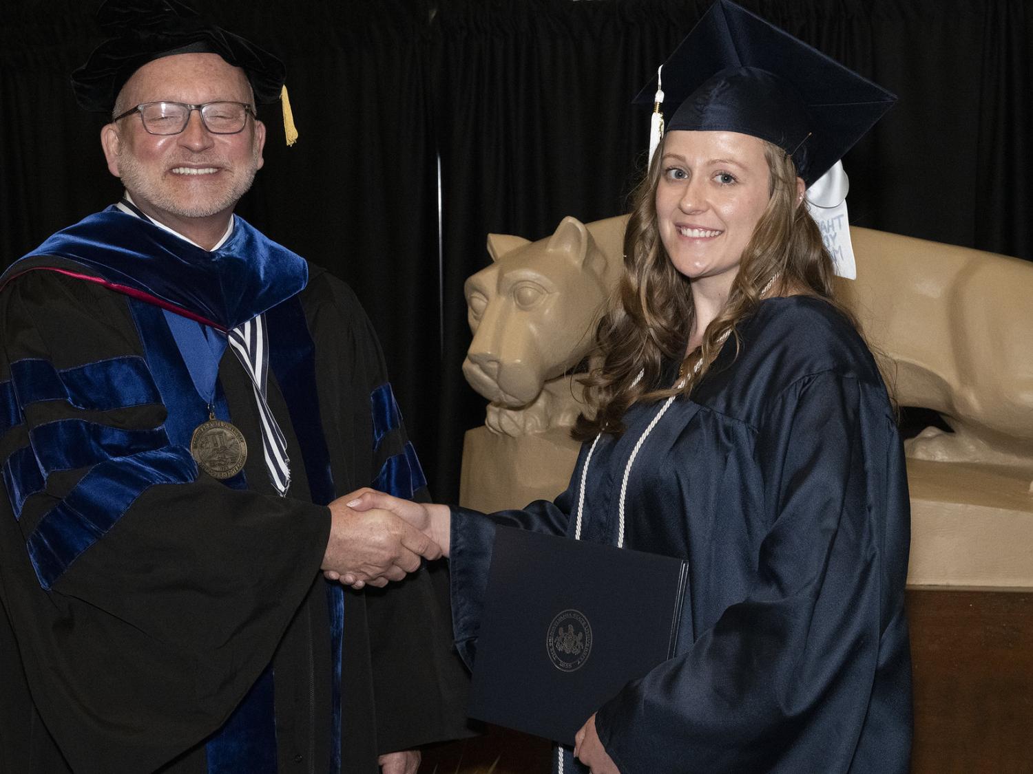Chancellor Charles Patrick and Haley Miller at Spring 2022 Commencement