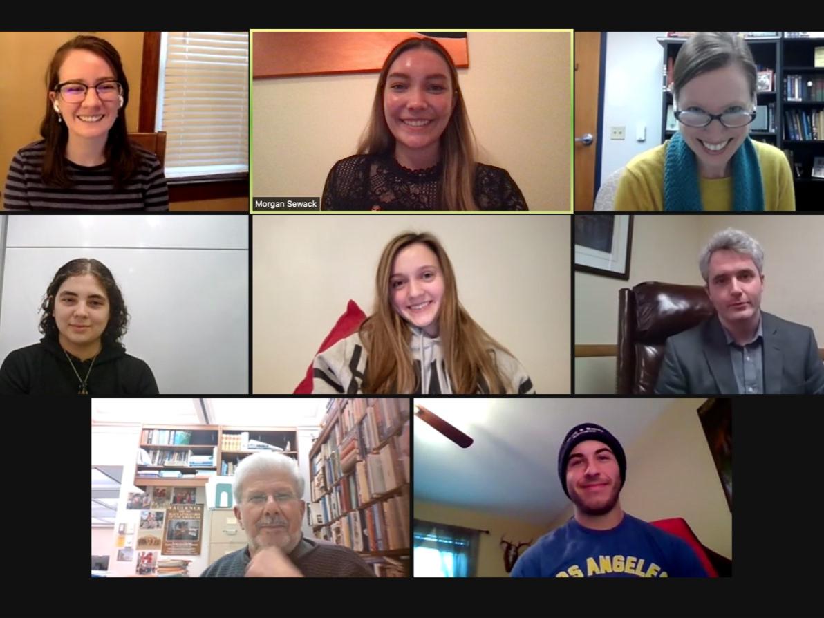 Students and faculty attend an online Zoom session for a recent career presentation.