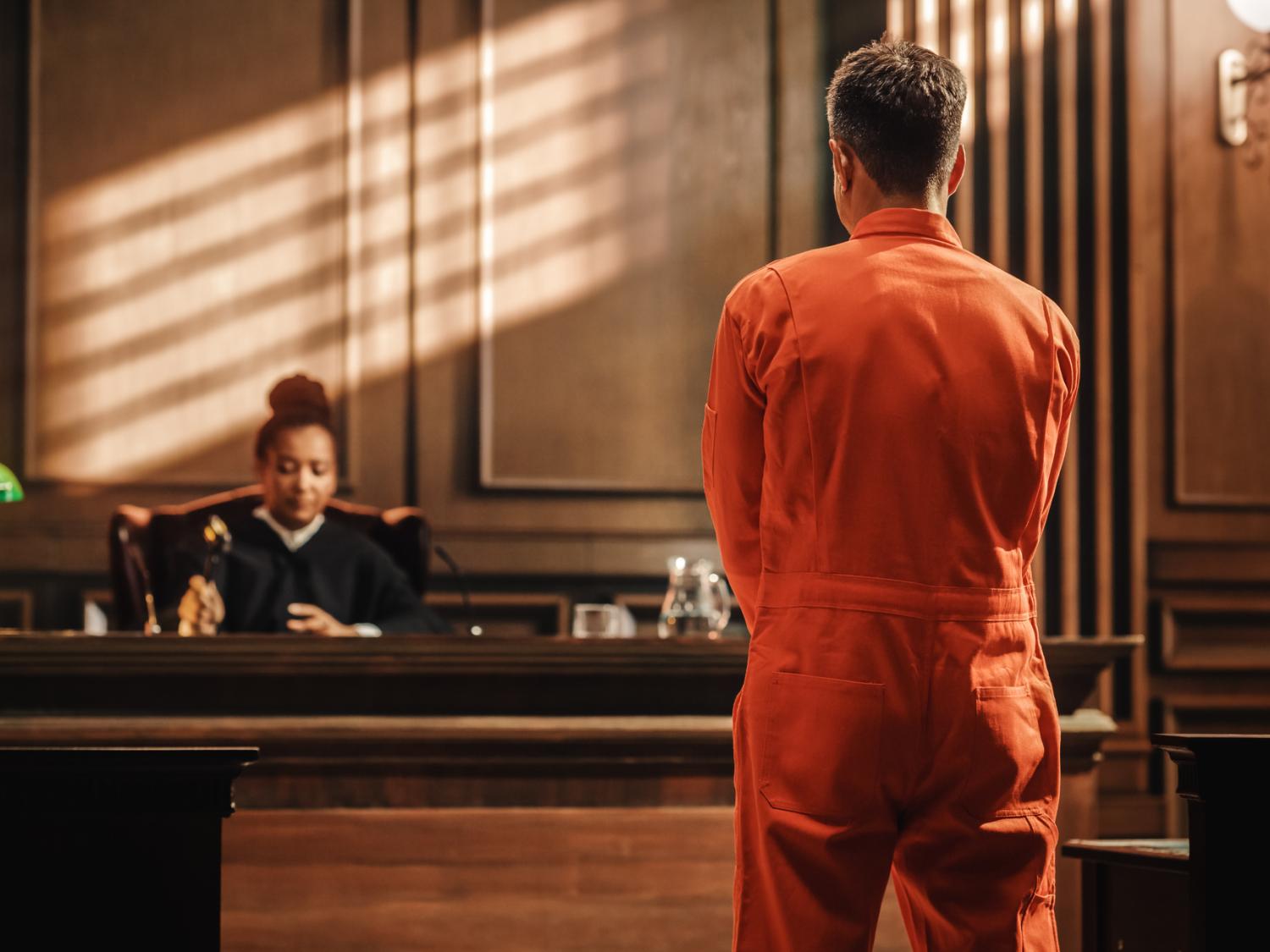 Prisoner addressing judge in court