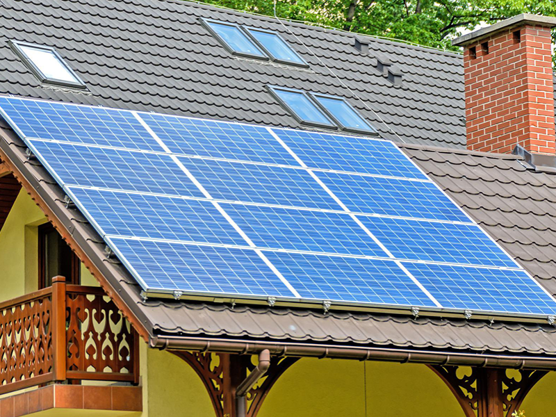 Solar panels on house roof