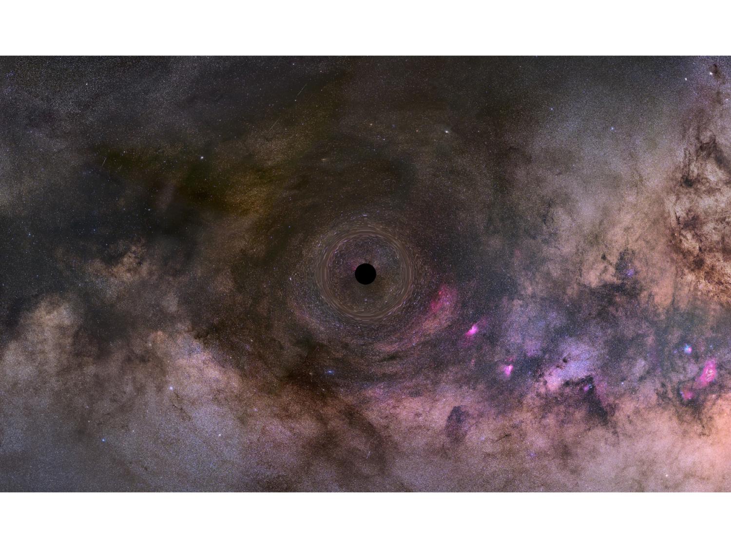 Illustration of a black hole drifting through our Milky Way galaxy