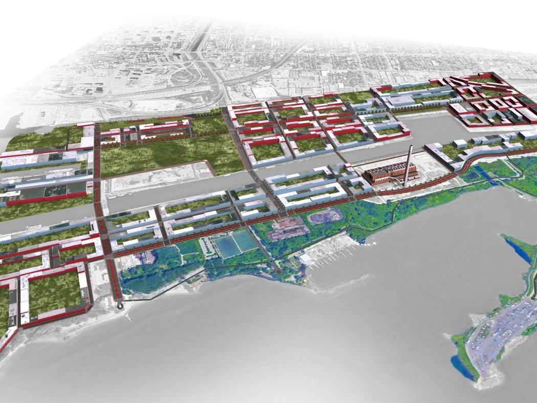 A rendering of the Port Lands area of Toronto.