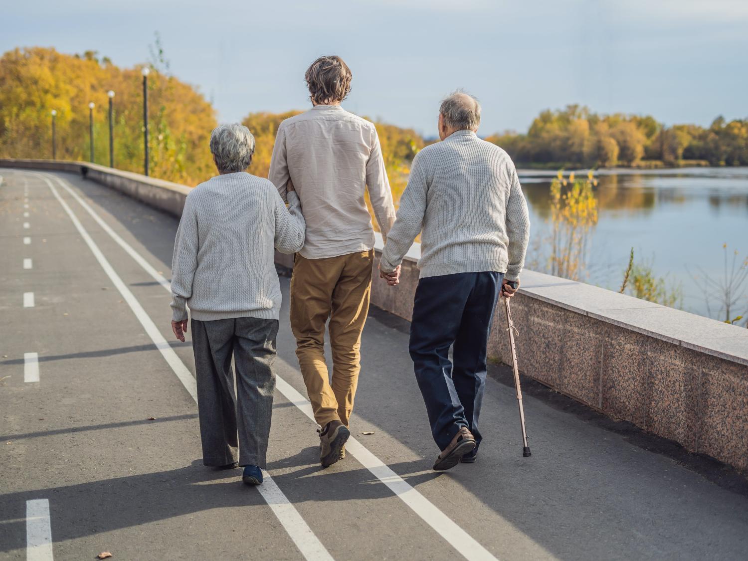 Three people walking together