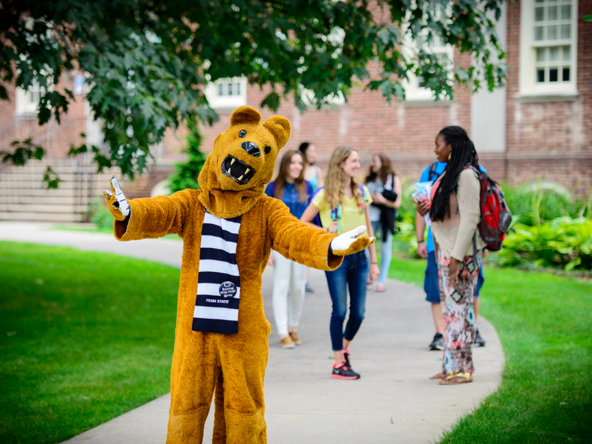 Nittany Lion standing outside