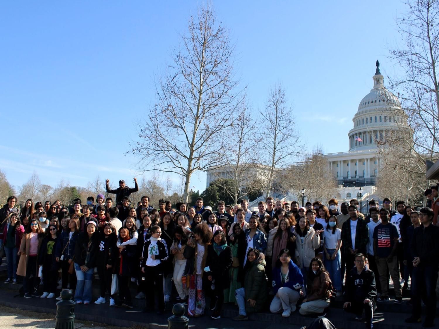 A group of students in front of the Capitol building in Washington, DC