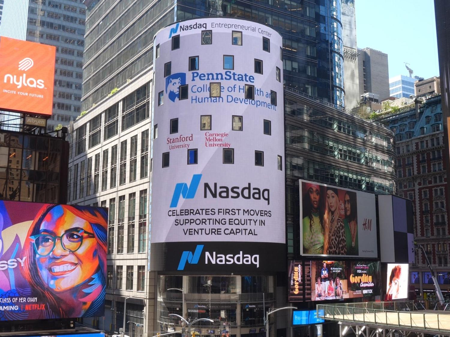 Penn State’s College of Health and Human Development was highlighted with other partners on The Nasdaq MarketSite
