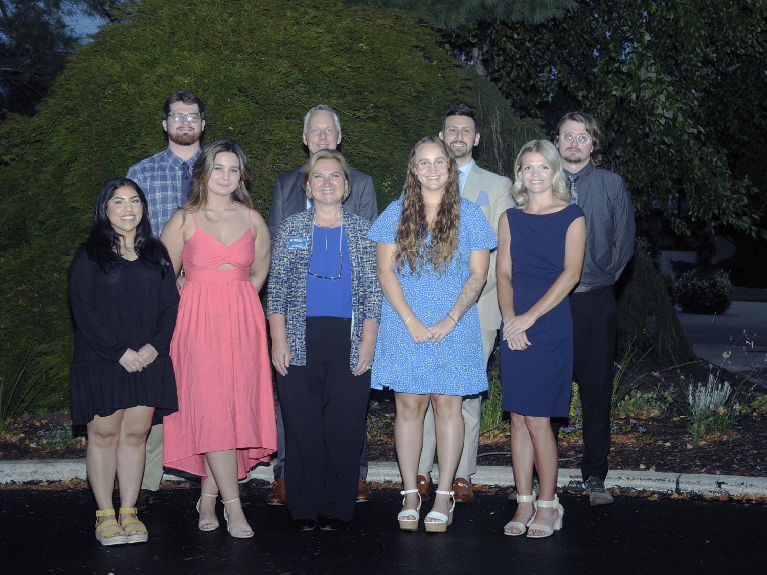 Seven recipients of commencement awards celebrated with Penn College administration, faculty and staff at a restaurant on the eve of their graduation.