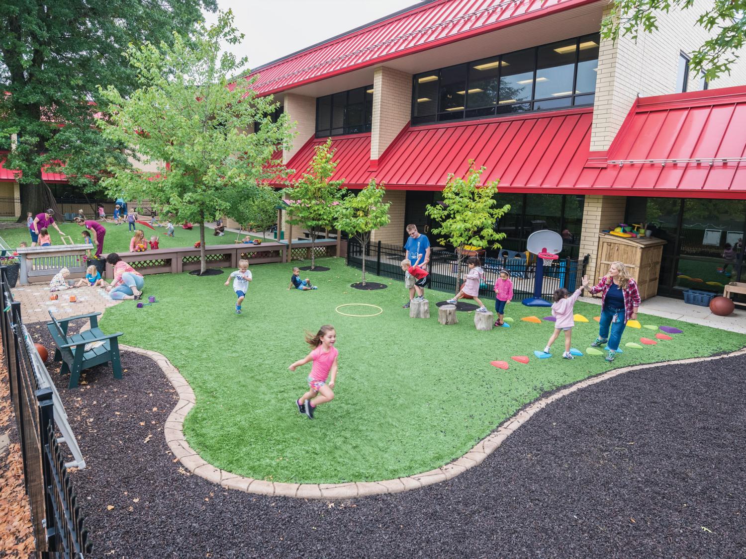 Children enjoy the outdoor play space at Penn College's Children’s Learning Center. 