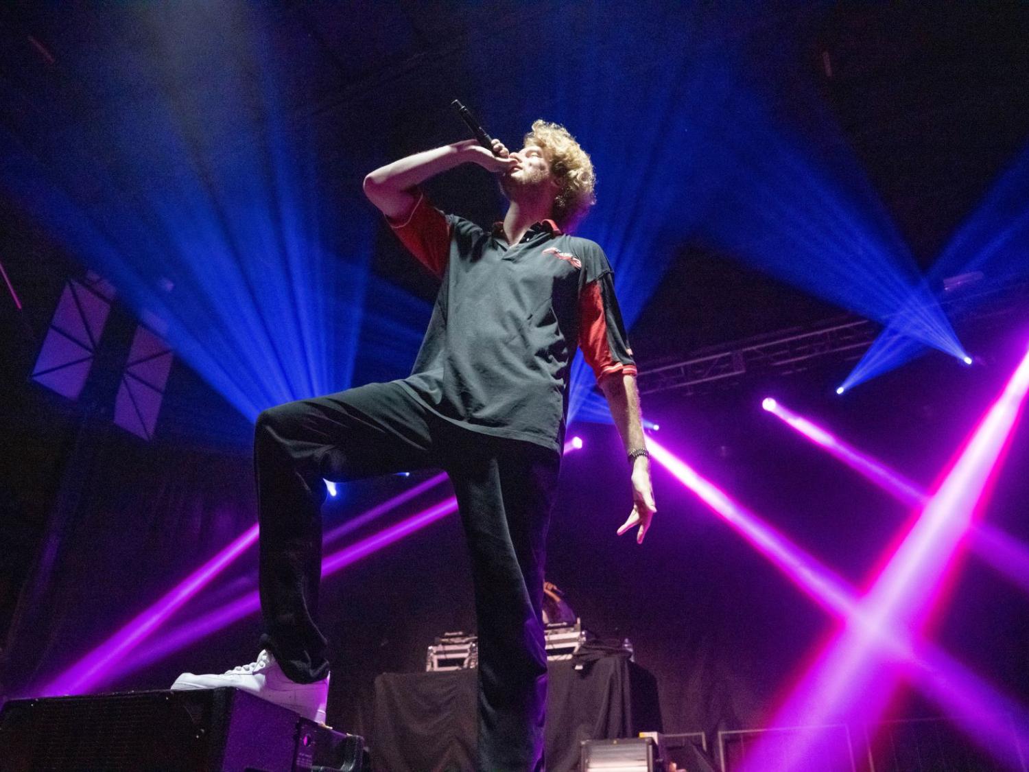 The rapper Yung Gravy sings during the 2022 student concert at Penn State Behrend.