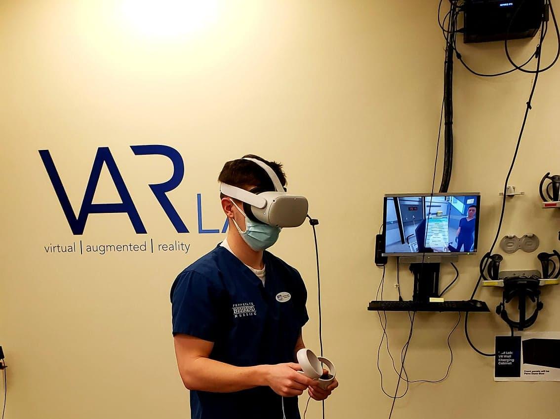 Student participating in VR simulation