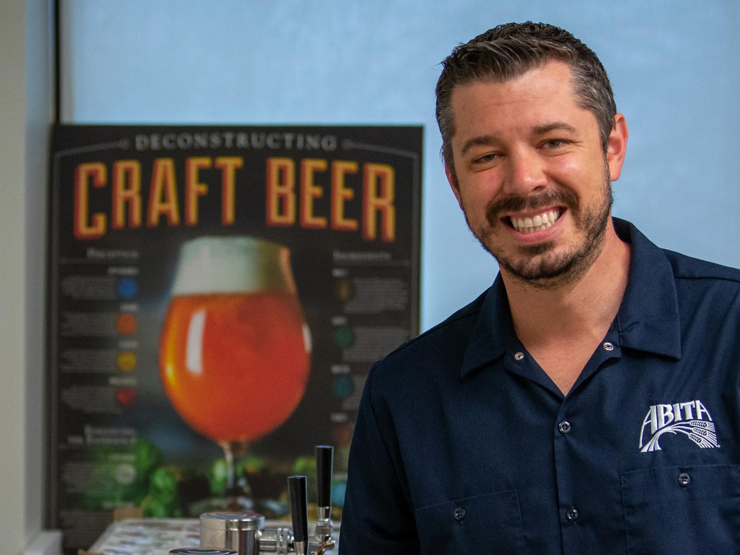 Student with brewed beer