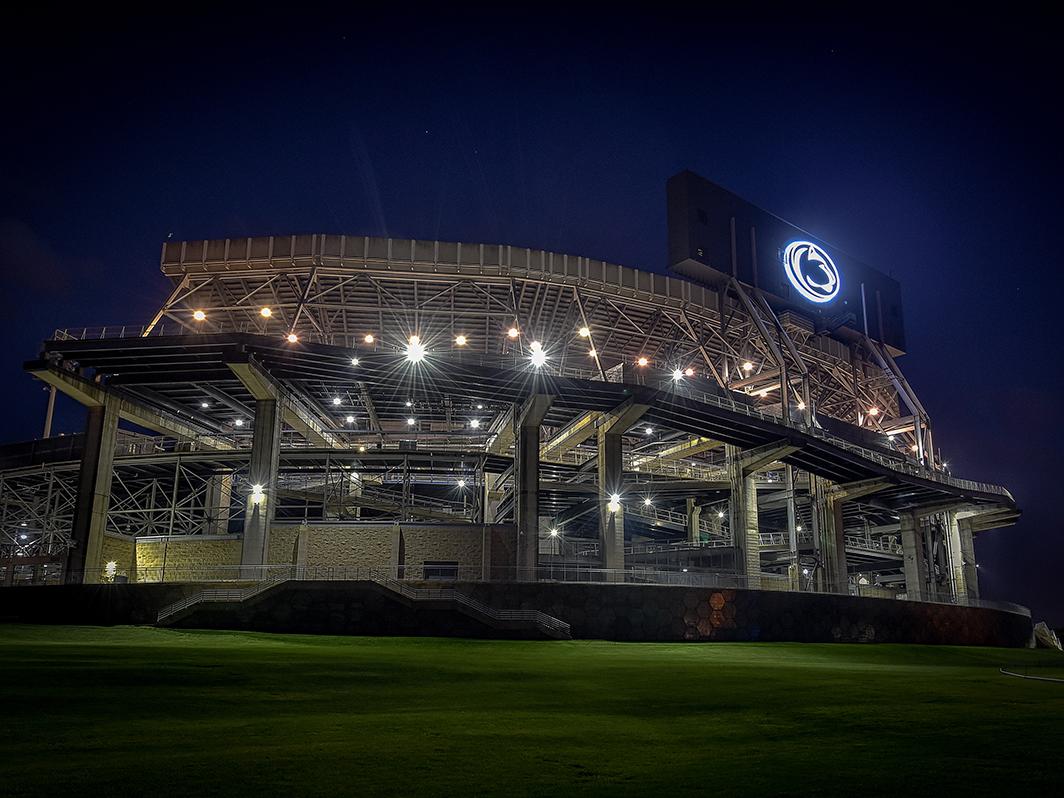 Beaver Stadium at night