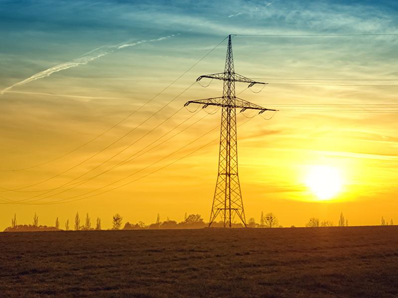 Electric Power line  during sunset
