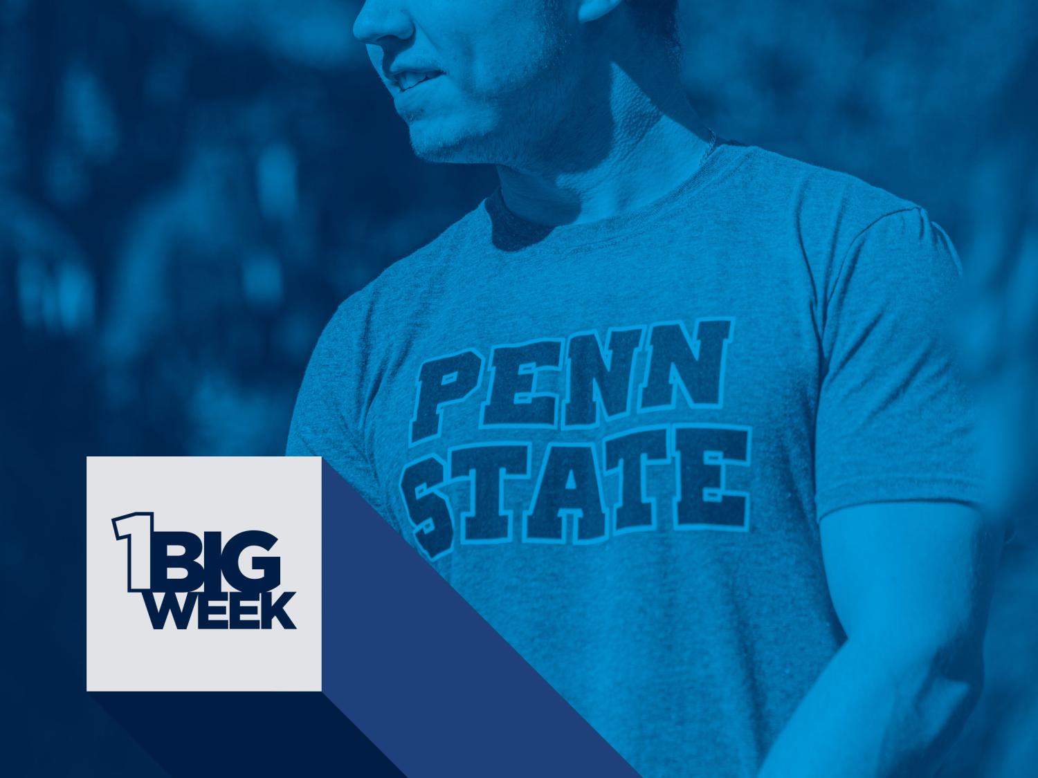 Student wearing a t-shirt that says Penn State