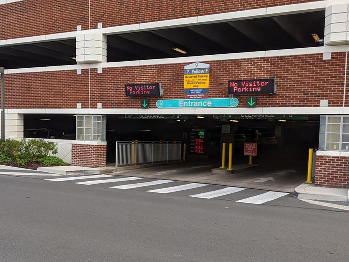 The entrance to Eisenhower Parking Deck