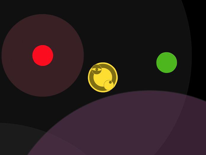 Image with a black background and randomly placed colorful circles