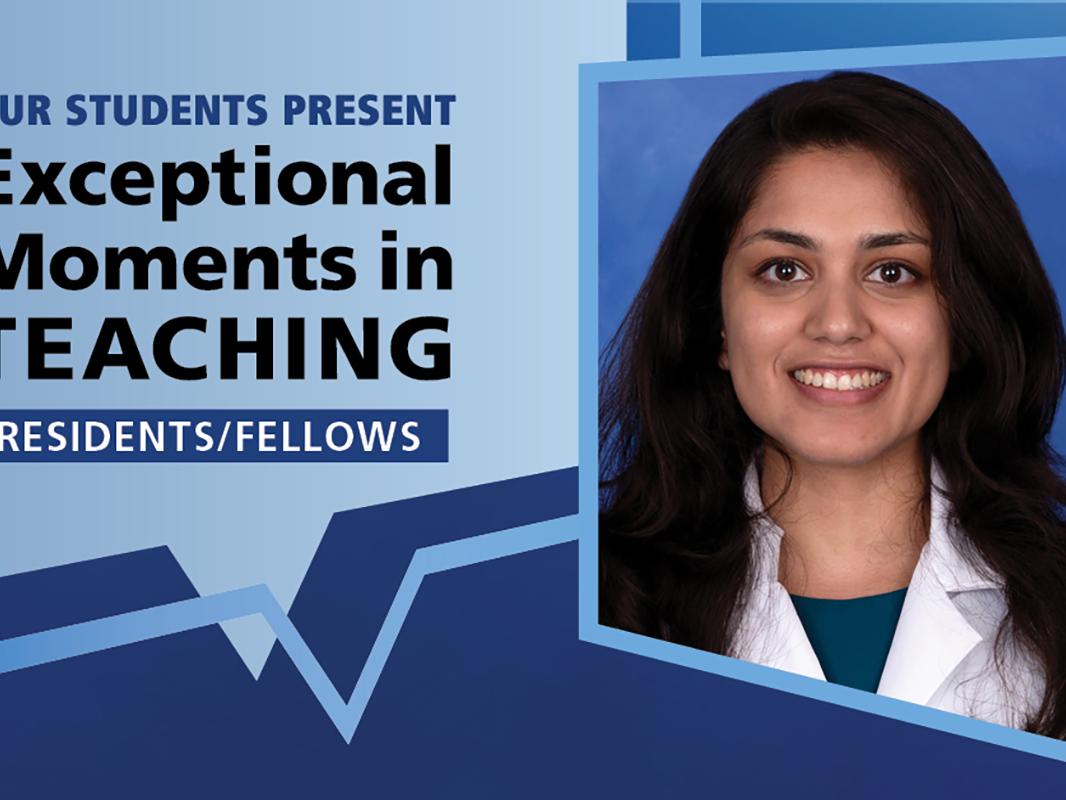 Graphic shows Dr. Pavitra Srinivasan next to the words Exceptional Moments in Teaching.