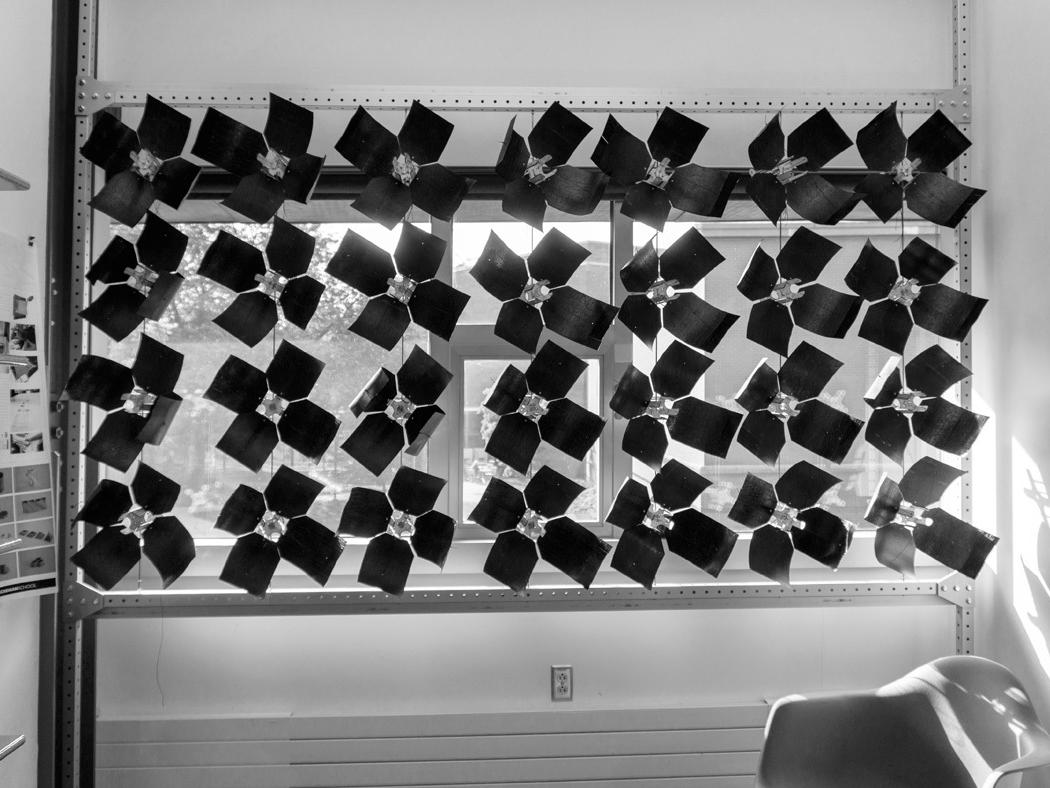 Black and white image of a shading device for the windows of buildings.