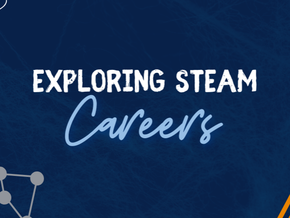 A graphic with the words "Exploring STEAM Careers"